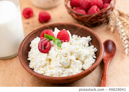 Ricotta, tvorog or cottage cheese with berries 49829041