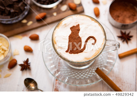 Hot chocolate with cat silhouette 49829342