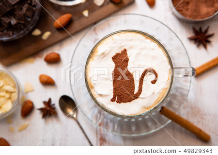 Hot chocolate with cat silhouette 49829343