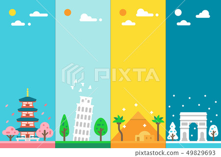 Flat design 4 seasons landmarks Flat design 4 seasons landmarks 49829693