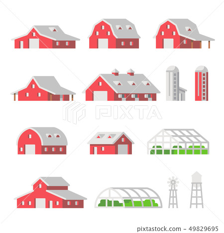 Flat design Barns Farm isolated 49829695