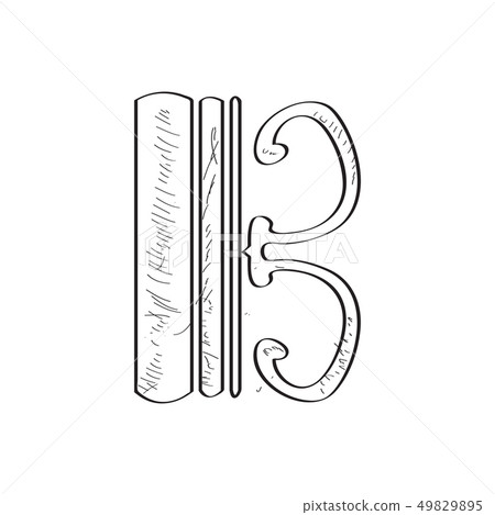 Isolated tenor clef sketch. Comic musical note 49829895