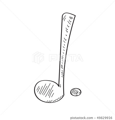 Isolated comic dotted quarter note sketch 49829916