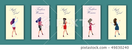 Set Card with Inscription Fashion Woman Style Girl Set Card with Inscription Fashion Woman Style Girl 49830240