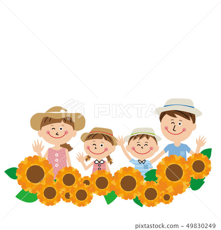 In pop family summer clothes! Sunflower field In pop family summer clothes! Sunflower field 49830249