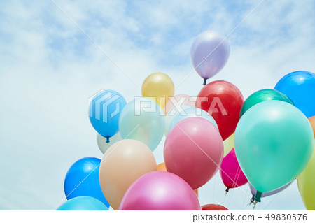 Blue sky colorful balloon Blue sky colorful balloon 49830376