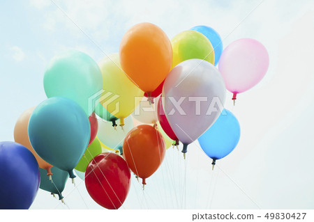Blue sky colorful balloon Blue sky colorful balloon 49830427