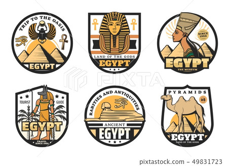Egypt travel icons of ancient pharaoh pyramids Egypt travel icons of ancient pharaoh pyramids 49831723