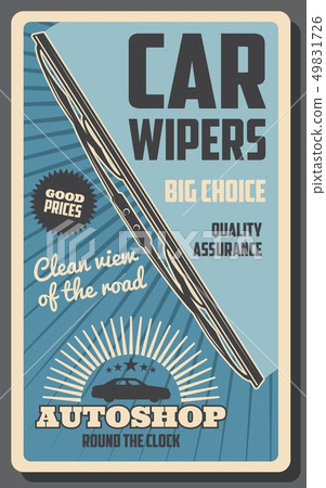 Car wiper with rubber blade and retro auto Car wiper with rubber blade and retro auto 49831726