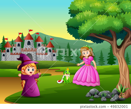 Princess, little witch and a frog prince Princess, little witch and a frog prince 49832001