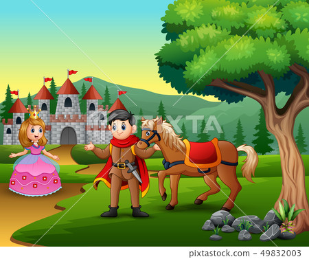 Cartoon prince and princess on the road Cartoon prince and princess on the road 49832003