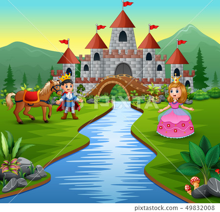 Princess and prince in the beautiful landscape 49832008