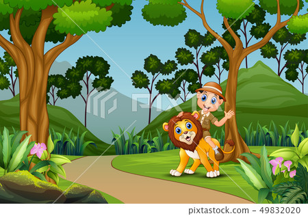 Happy Zookeeper Man With A Lion In The Jungle Stock Illustration 49832020 Pixta Get yourself a girl, someone different. pixta