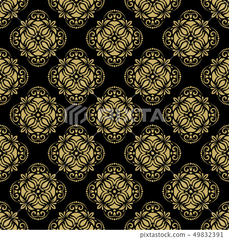 Pattern in the style of Baroque. Abstract Vector Background with Black and Golden Colors 49832391