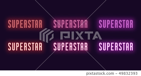 Neon icon set of text Superstar. Vector art 49832393