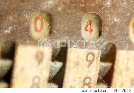 Vintage manual adding machine isolated - 4 Vintage manual adding machine isolated - 4 49832690