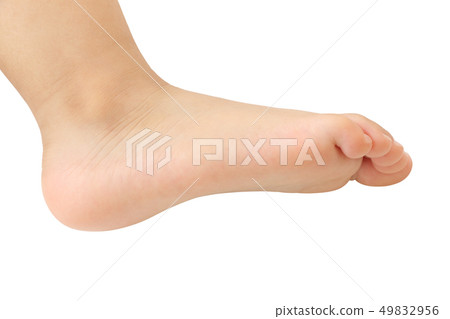 Side foot of asian baby on white background. Side foot of asian baby on white background. 49832956