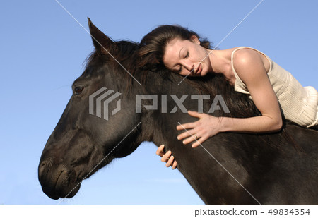 woman and horse woman and horse 49834354