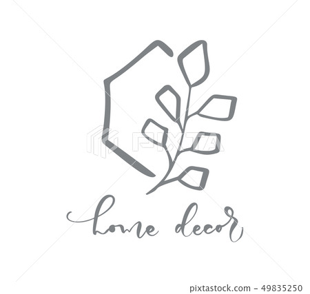Vector scandinavian floral Logo. Hand drawn icon flower organic cosmetic, florist wedding, home 49835250