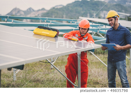 engineer in solar power plant  49835798