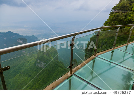 Glass sky pathway in Tianmenshan nature park - 49836287