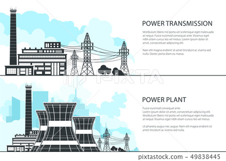 Set of Banners with Electric Power Transmission 49838445