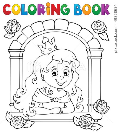 Coloring book princess in window theme 1 Coloring book princess in window theme 1 49838654