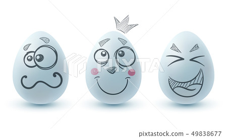 Happy easter. Three egg on the white background. 49838677