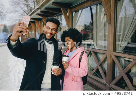 Black couple in a city 49838741