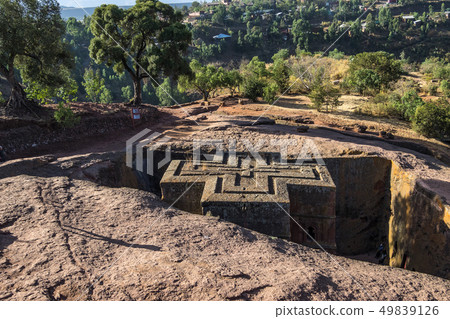 Lalibela, Ethiopia. Famous Rock-Hewn Church of Saint George - Bete Giyorgis Lalibela, Ethiopia. Famous Rock-Hewn Church of Saint George - Bete Giyorgis 49839126