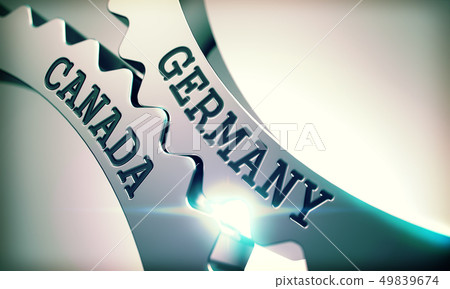 Germany Canada - Mechanism of Metallic Cog Gears. 3D. Germany Canada - Mechanism of Metallic Cog Gears. 3D. 49839674