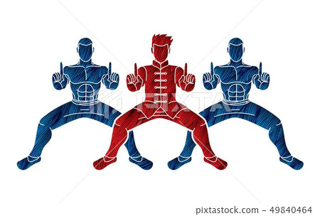 Kung Fu fighter, Martial arts action pose cartoon  49840464