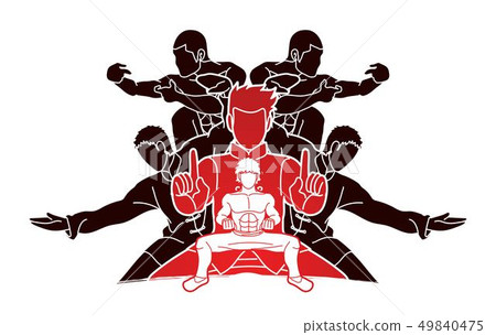 Kung Fu ready to fight action pose cartoon graphic Kung Fu ready to fight action pose cartoon graphic 49840475