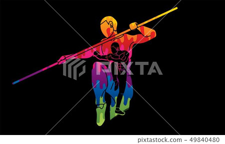 Kung Fu with quarterstaff action cartoon graphic  49840480