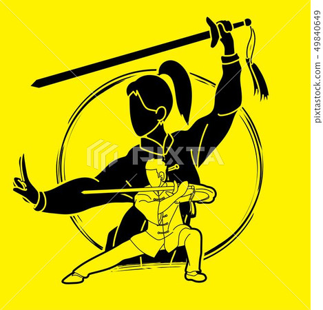 Man and woman Kung Fu fighter, Martial arts vector 49840649