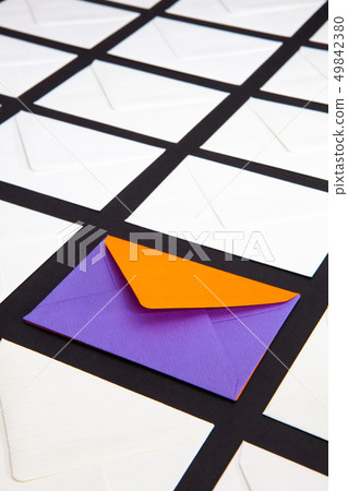 Composition with white and two-color envelopes Composition with white and two-color envelopes 49842380