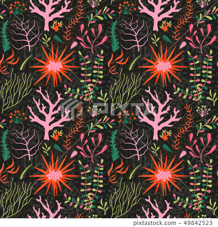 Underwater Plants Seamless Pattern - Stock Illustration [49842523] - PIXTA