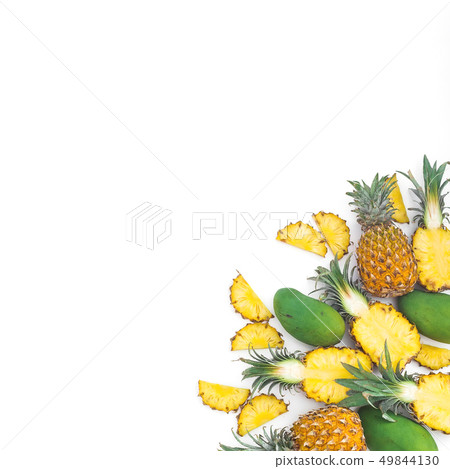 Tropical fruits composition of pineapple and mango 49844130