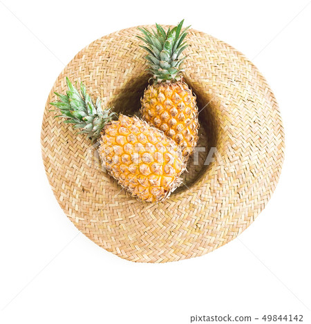 Holidays summer concept. Pineapple fruit and straw 49844142