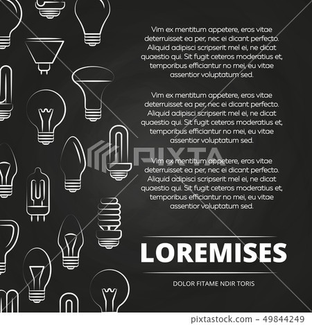 Chalkboard poster with light bulbs Chalkboard poster with light bulbs 49844249