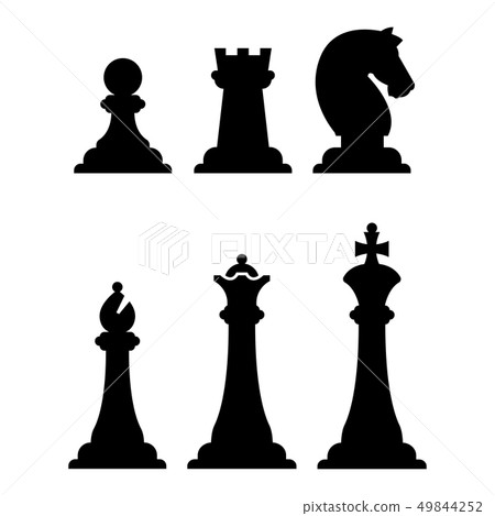 Black chess figures silhouettes isolated on white Black chess figures silhouettes isolated on white 49844252