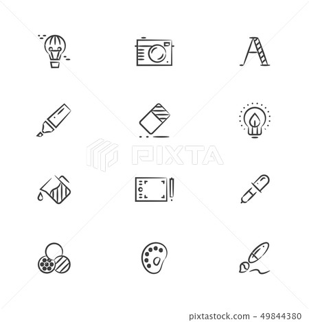 Creative and graphic design tools line icons 49844380