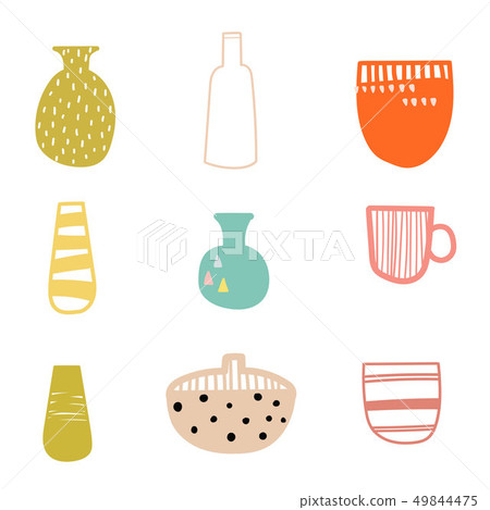 Hand drawn house flowerpot. Scandinavian style Hand drawn house flowerpot. Scandinavian style 49844475