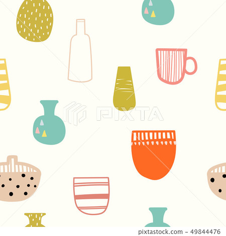 Hand drawn house flowerpot. Scandinavian style 49844476