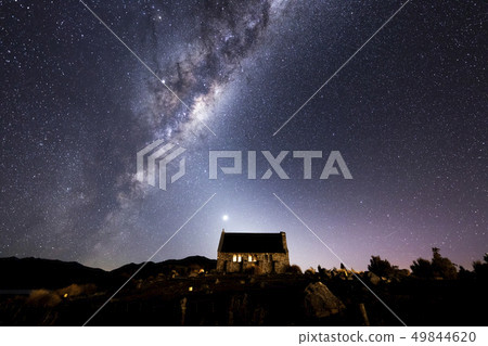 Great Shepherd's Church and Milky Way Amazing View of Lake Tekapo 49844620