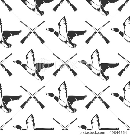 Hunting seamless pattern with guns and ducks Hunting seamless pattern with guns and ducks 49844864