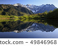 Fresh green Taisho pond and the remaining snow Hotaka mountain range 49846968