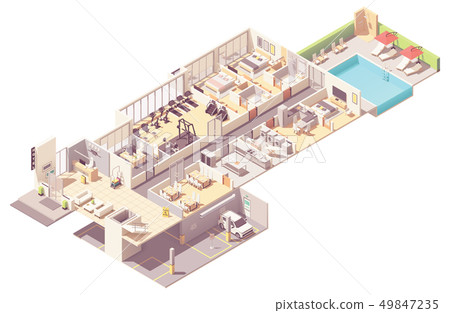 Vector isometric hotel interior Vector isometric hotel interior 49847235