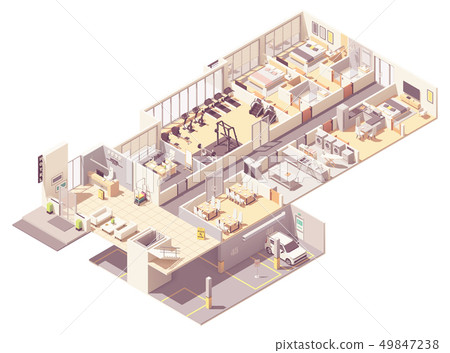Vector isometric hotel interior Vector isometric hotel interior 49847238