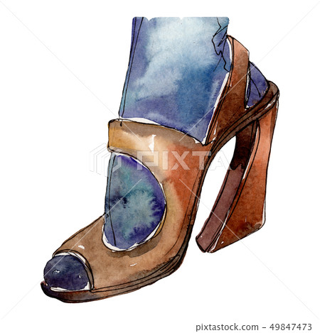 High heel sketch glamour illustration in a watercolor style isolated element. Watercolour background High heel sketch glamour illustration in a watercolor style isolated element. Watercolour background 49847473